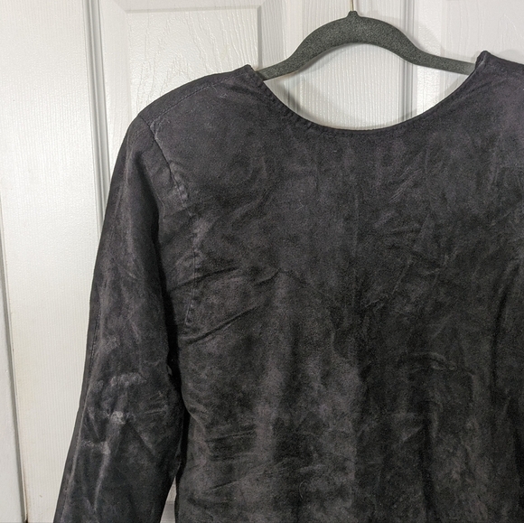 Vintage 80s Wilson's Genuine Leather Button Detail Low Back Midi Dress Size M - Picture 4 of 10